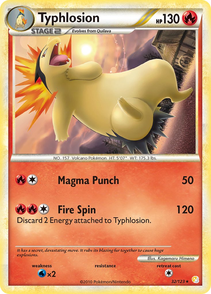 Typhlosion (32/123) (Theme Deck Exclusive) [HeartGold & SoulSilver: Base Set] | Deep Dive Games St. Marys