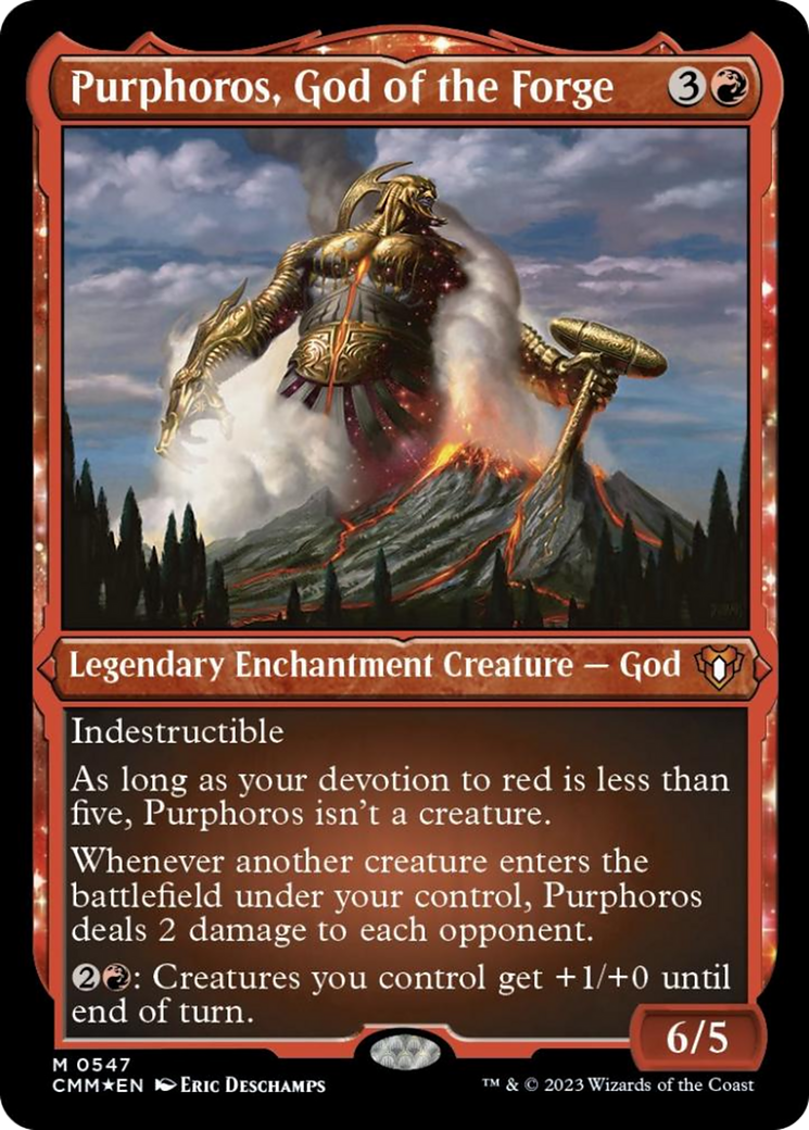 Purphoros, God of the Forge (Foil Etched) [Commander Masters] | Deep Dive Games St. Marys