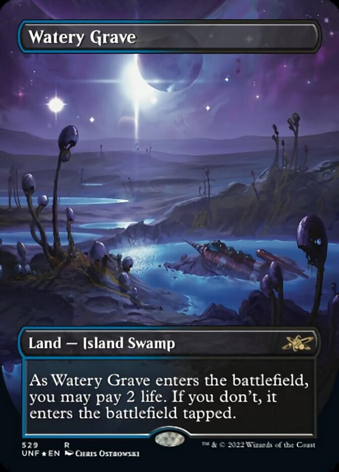 Watery Grave (Borderless) (Galaxy Foil) [Unfinity] | Deep Dive Games St. Marys