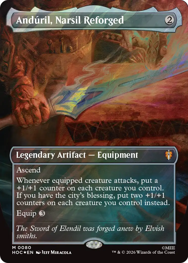 Anduril, Narsil Reforged (Borderless) (Surge Foil) [The Hobbit: Eternal-Legal] | Deep Dive Games St. Marys