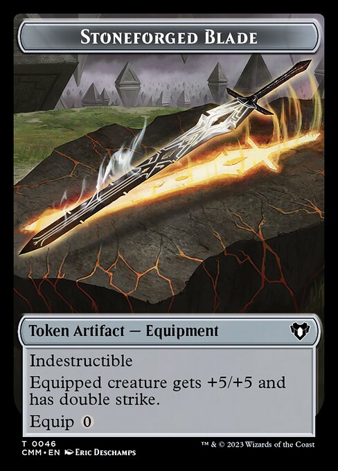 Treasure // Stoneforged Blade Double-Sided Token [Commander Masters Tokens] | Deep Dive Games St. Marys