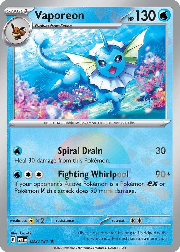 Vaporeon (022/131) (Poke Ball Pattern) [Scarlet & Violet: Prismatic Evolutions] | Deep Dive Games St. Marys