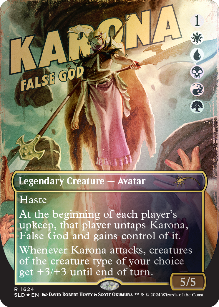 Karona, False God (Rainbow Foil) [Secret Lair Drop Series] | Deep Dive Games St. Marys