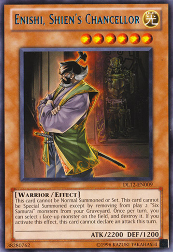 Enishi, Shien's Chancellor (Blue) [DL12-EN009] Rare | Deep Dive Games St. Marys