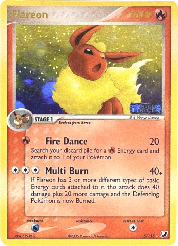 Flareon (5/115) (Stamped) [EX: Unseen Forces] | Deep Dive Games St. Marys