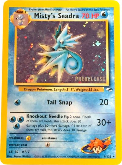 Misty's Seadra (9/132) (Prerelease Promo) [Gym Heroes Unlimited] | Deep Dive Games St. Marys