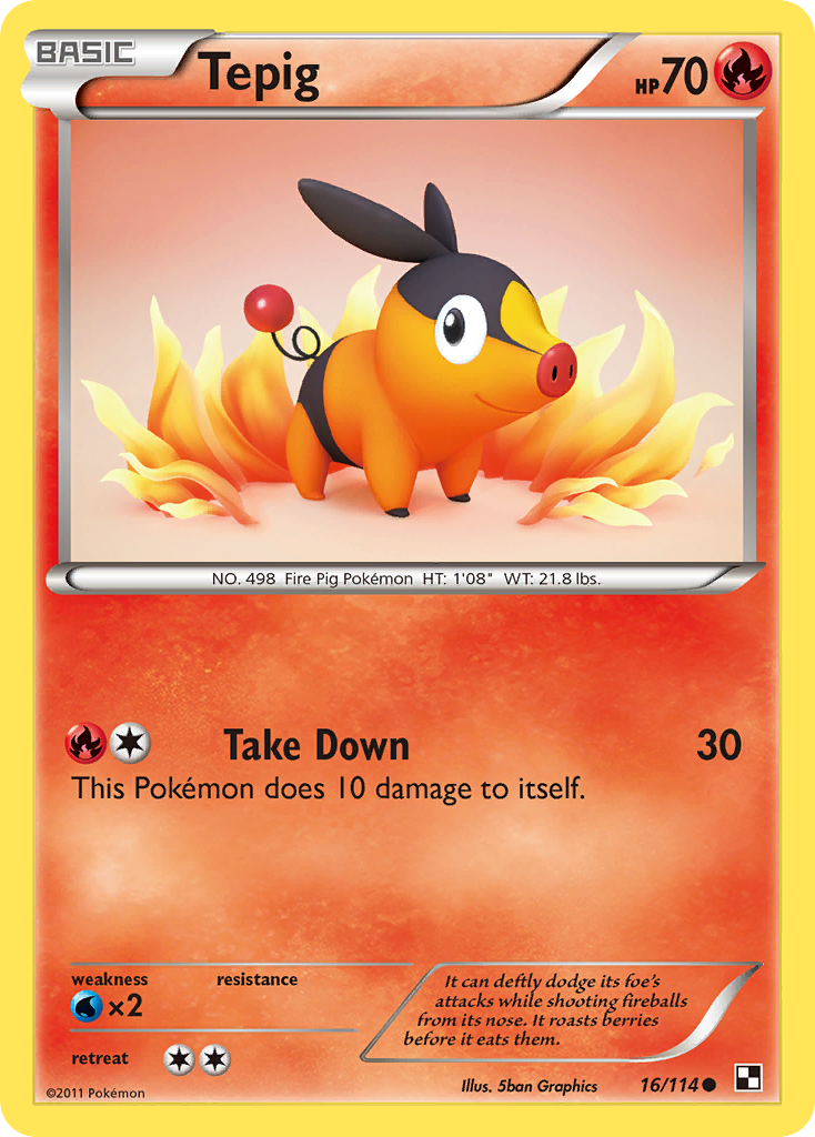 Tepig (16/114) [Black & White: Base Set] | Deep Dive Games St. Marys