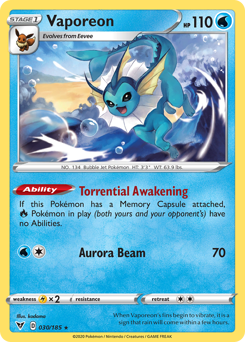 Vaporeon (030/185) [Sword & Shield: Vivid Voltage] | Deep Dive Games St. Marys