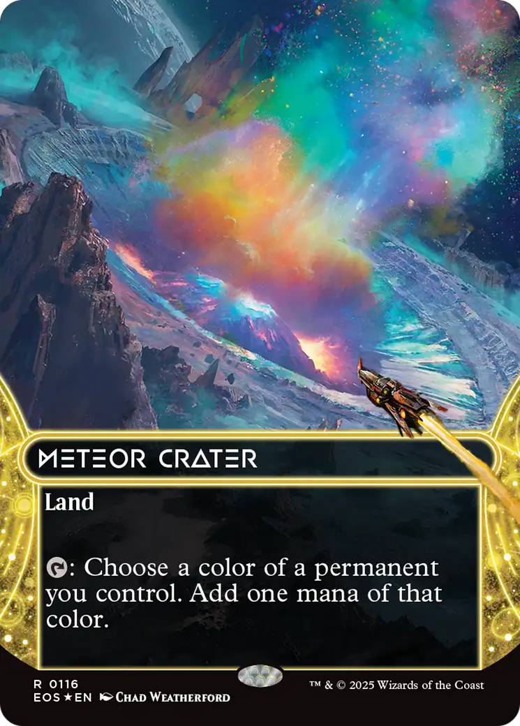 Meteor Crater (0116) (Borderless) (Galaxy Foil) [Edge of Eternities: Stellar Sights] | Deep Dive Games St. Marys