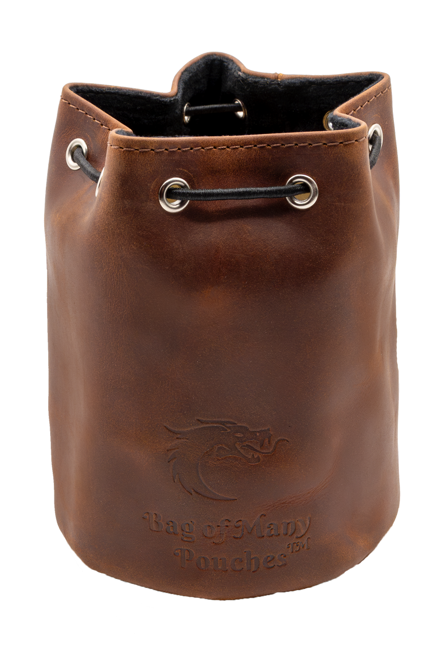 Old School Dice: Ultimate Bag of Many Pouches Dice Bag - Blue Leather | Deep Dive Games St. Marys