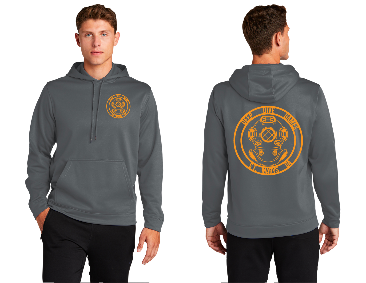 Deep Dive Hoodie - Grey/Orange 2XL | Deep Dive Games St. Marys