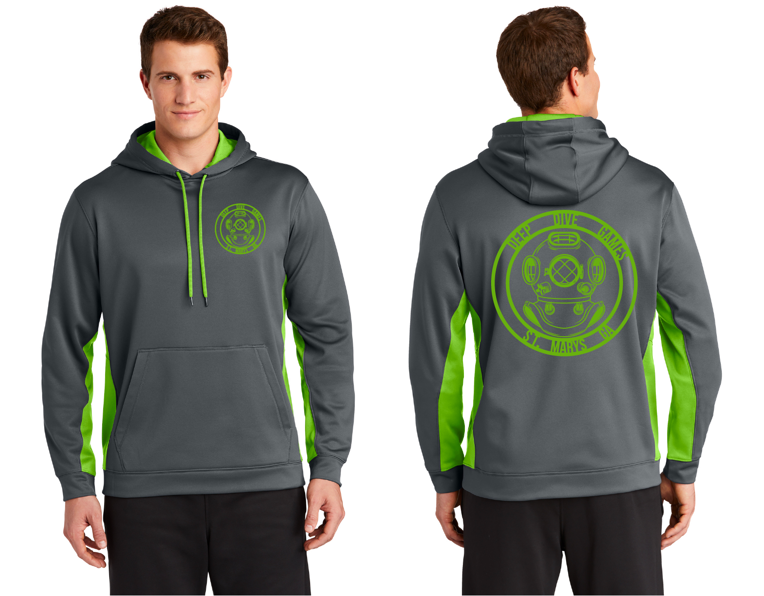 Deep Dive Hoodie - Grey/Green Medium | Deep Dive Games St. Marys