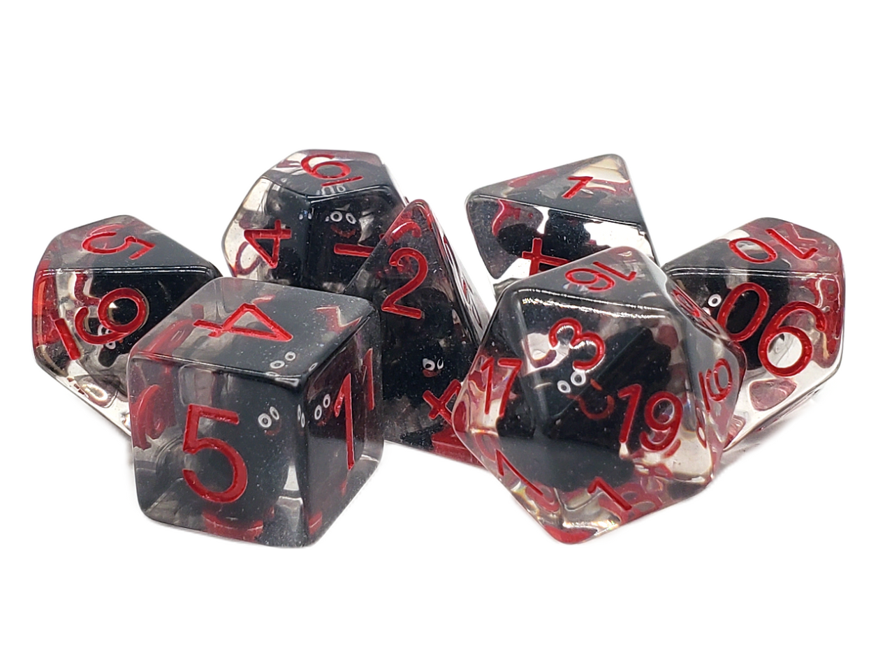 Old School 7 Piece DnD RPG Dice Set: Animal Kingdom - Bat Black | Deep Dive Games St. Marys