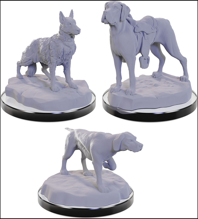 Deep Cuts Unpainted Miniatures: W22 Dog Companions | Deep Dive Games St. Marys
