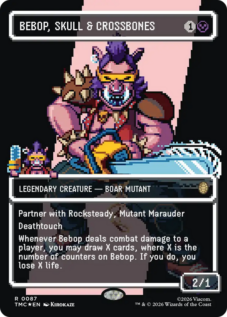 Bebop, Skull & Crossbones (Borderless) (Surge Foil) [Teenage Mutant Ninja Turtles Commander] | Deep Dive Games St. Marys