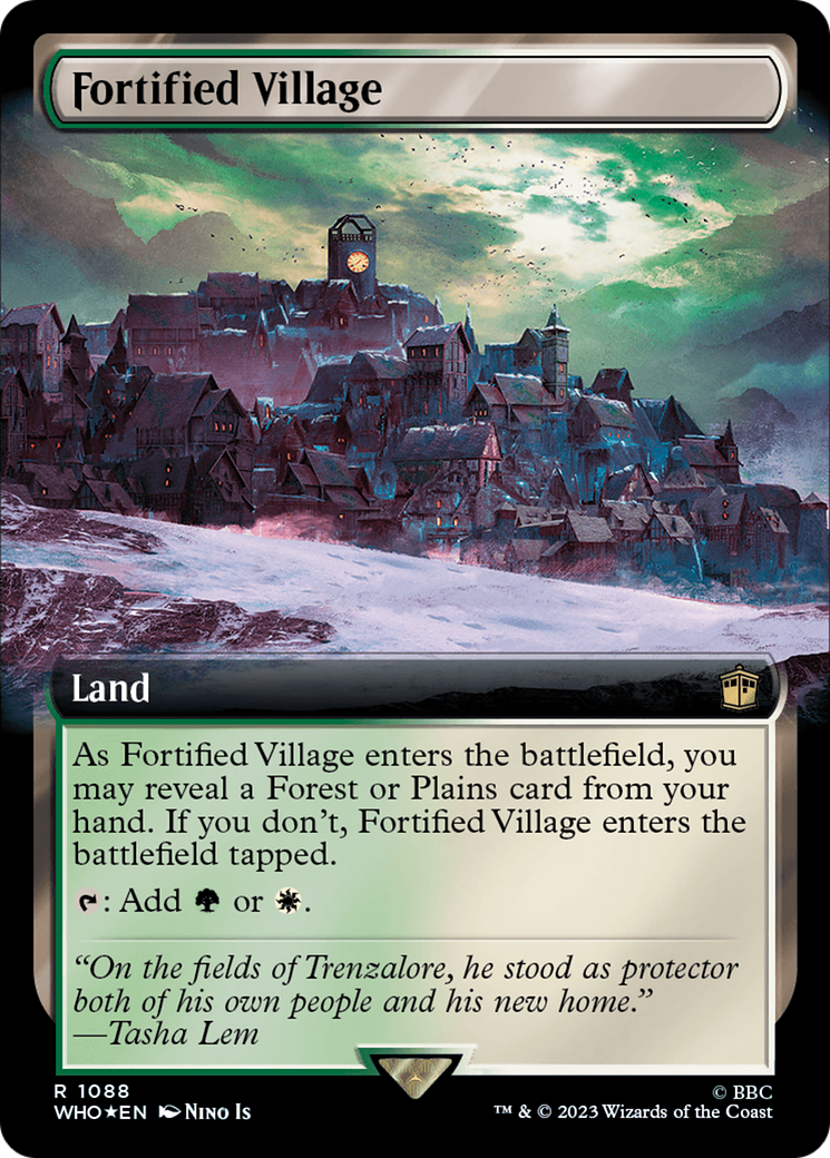 Fortified Village (Extended Art) (Surge Foil) [Doctor Who] | Deep Dive Games St. Marys