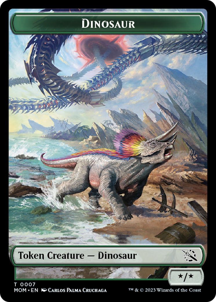 Soldier // Dinosaur Double-Sided Token [March of the Machine Tokens] | Deep Dive Games St. Marys