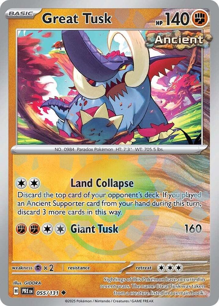 Great Tusk (055/131) (Poke Ball Pattern) [Scarlet & Violet: Prismatic Evolutions] | Deep Dive Games St. Marys