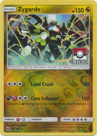 Zygarde (100/147) (League Promo) [Sun & Moon: Burning Shadows] | Deep Dive Games St. Marys