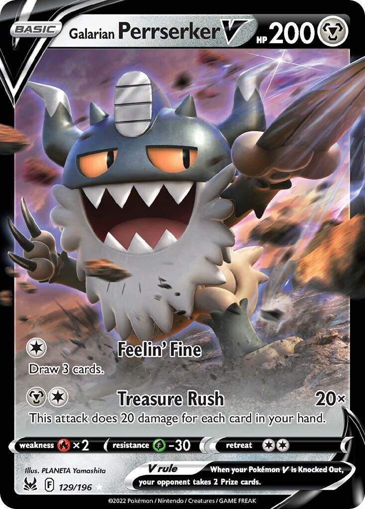 Galarian Perrserker V (129/196) [Sword & Shield: Lost Origin] | Deep Dive Games St. Marys