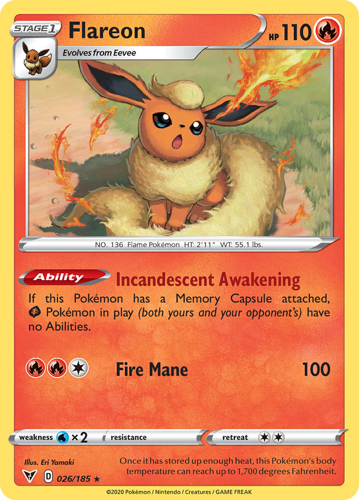 Flareon (026/185) [Sword & Shield: Vivid Voltage] | Deep Dive Games St. Marys