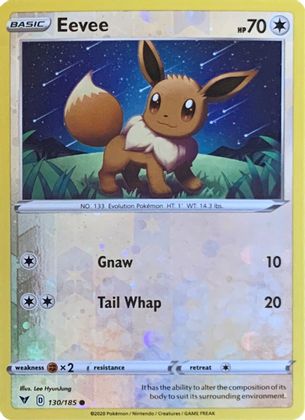 Eevee (130/185) (Reverse Cosmos Holo) [Sword & Shield: Vivid Voltage] | Deep Dive Games St. Marys