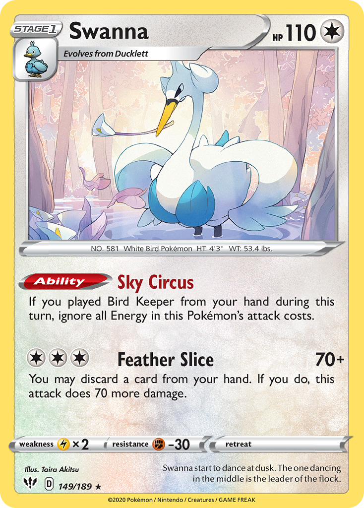 Swanna (149/189) [Sword & Shield: Darkness Ablaze] | Deep Dive Games St. Marys