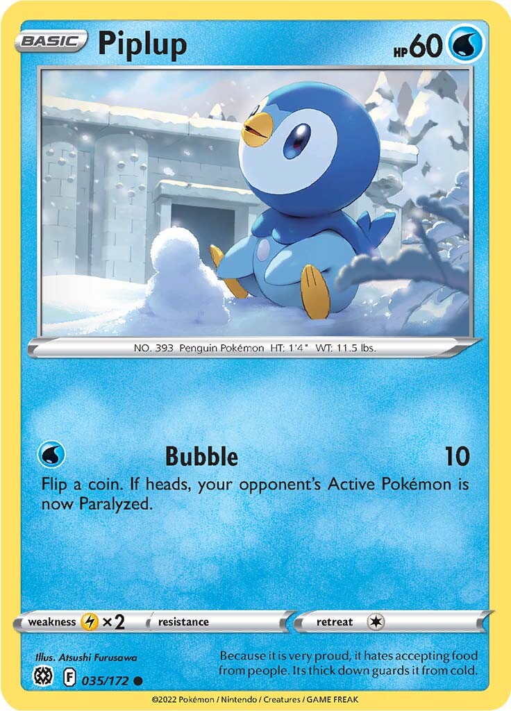 Piplup (035/172) [Sword & Shield: Brilliant Stars] | Deep Dive Games St. Marys