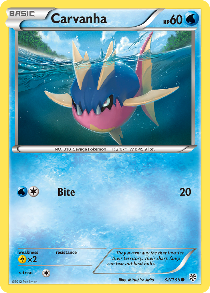 Carvanha (32/135) [Black & White: Plasma Storm] | Deep Dive Games St. Marys