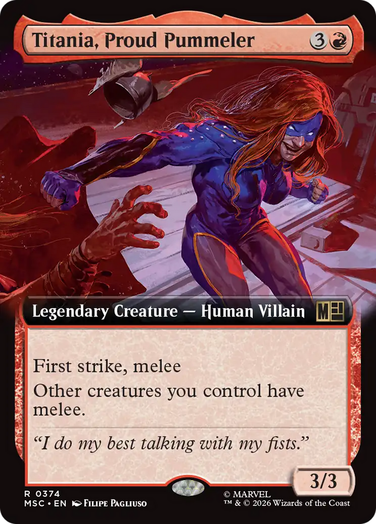 Titania, Proud Pummeler (Extended Art) [Marvel Super Heroes Commander] | Deep Dive Games St. Marys