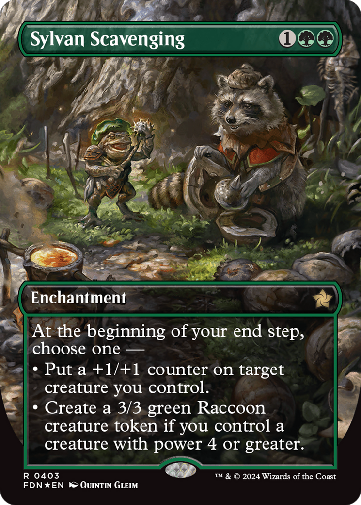 Sylvan Scavenging (Borderless) (Mana Foil) [Foundations] | Deep Dive Games St. Marys