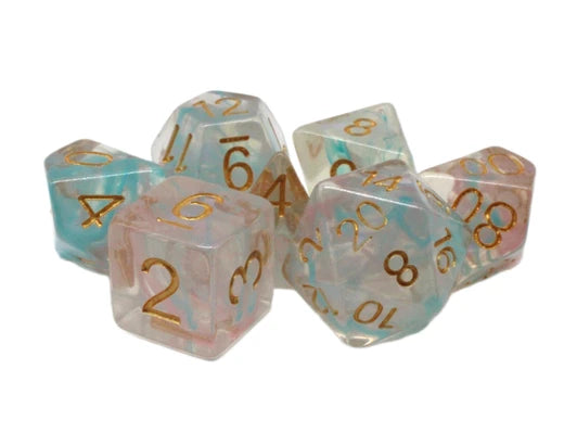 Old School 7 Piece DnD RPG Dice Set: Luminous - Bedtime Story | Deep Dive Games St. Marys