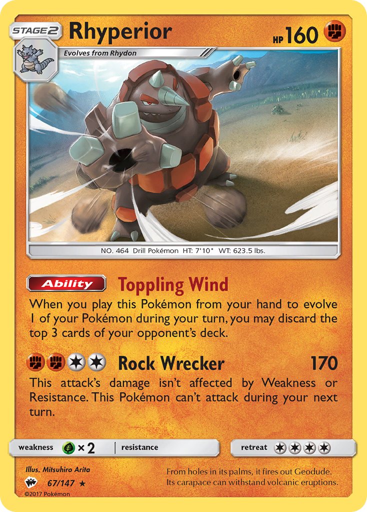 Rhyperior (67/147) (Theme Deck Exclusive) [Sun & Moon: Burning Shadows] | Deep Dive Games St. Marys