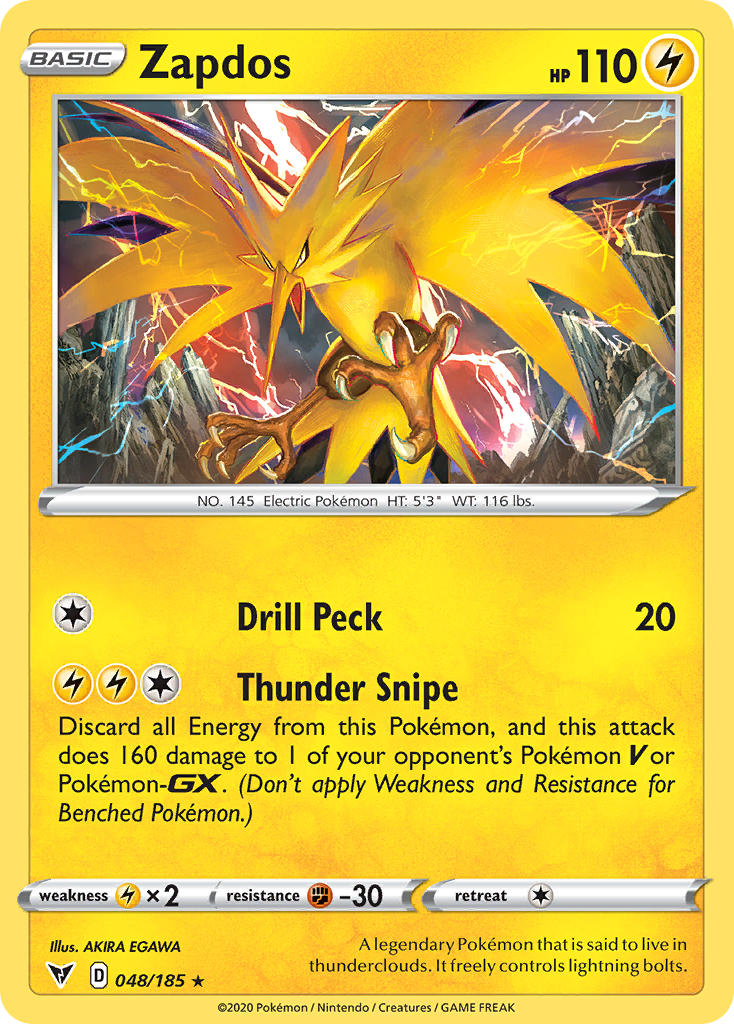 Zapdos (048/185) [Sword & Shield: Vivid Voltage] | Deep Dive Games St. Marys
