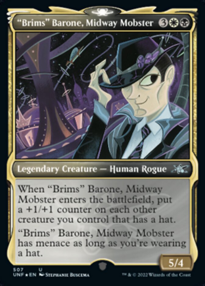 "Brims" Barone, Midway Mobster (Showcase) (Galaxy Foil) [Unfinity] | Deep Dive Games St. Marys
