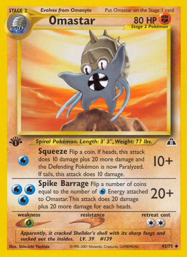 Omastar (43/75) [Neo Discovery 1st Edition] | Deep Dive Games St. Marys