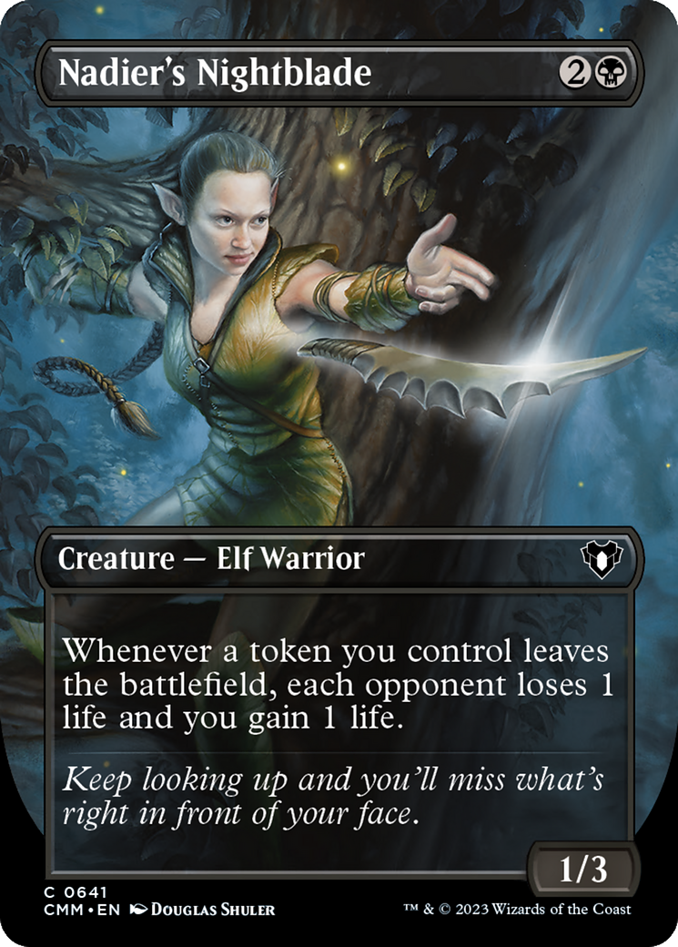 Nadier's Nightblade (Borderless Alternate Art) [Commander Masters] | Deep Dive Games St. Marys