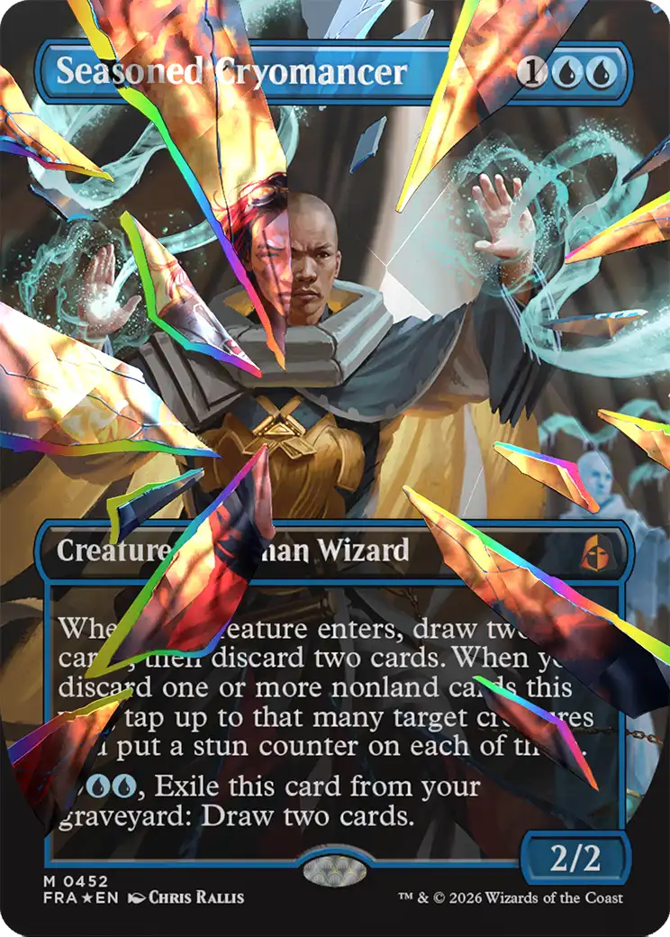 Seasoned Cryomancer (Borderless) (Facet Foil) (0452) [Reality Fracture] | Deep Dive Games St. Marys