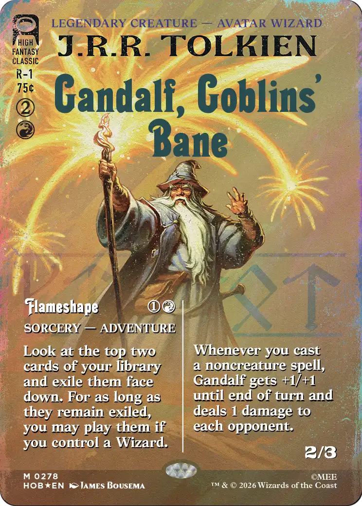 Gandalf, Goblins' Bane (Borderless) (Surge Foil) [The Hobbit] | Deep Dive Games St. Marys