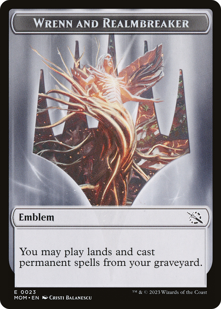Treasure (21) // Wrenn and Realmbreaker Emblem Double-Sided Token [March of the Machine Tokens] | Deep Dive Games St. Marys