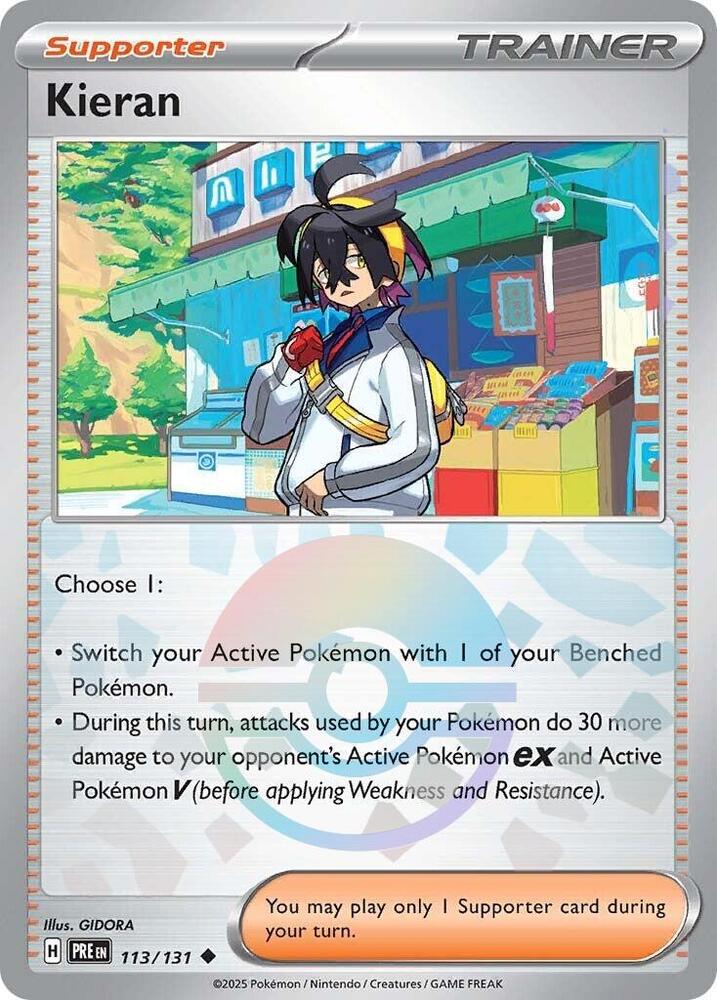 Kieran (113/131) (Poke Ball Pattern) [Scarlet & Violet: Prismatic Evolutions] | Deep Dive Games St. Marys
