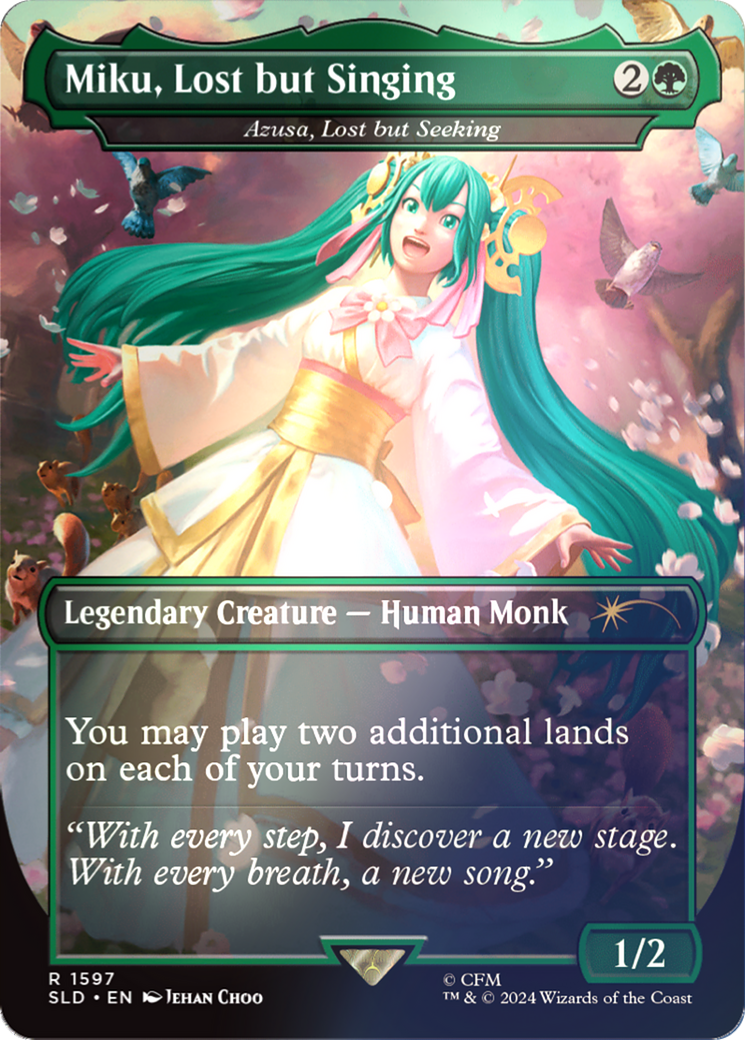 Miku, Lost but Singing - Azusa, Lost but Seeking (Rainbow Foil) [Secret Lair Drop Series] | Deep Dive Games St. Marys
