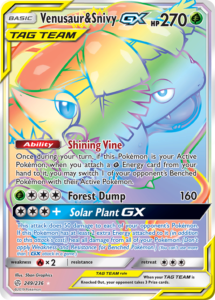 Venusaur & Snivy GX (249/236) [Sun & Moon: Cosmic Eclipse] | Deep Dive Games St. Marys