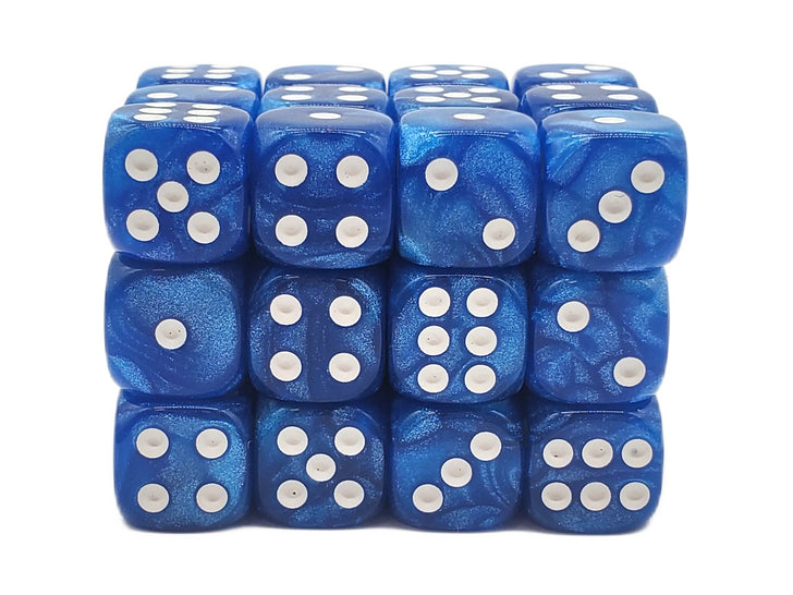Old School Dice - D6 36ct 12mm - Pearl Drop - Shimmer Blue | Deep Dive Games St. Marys