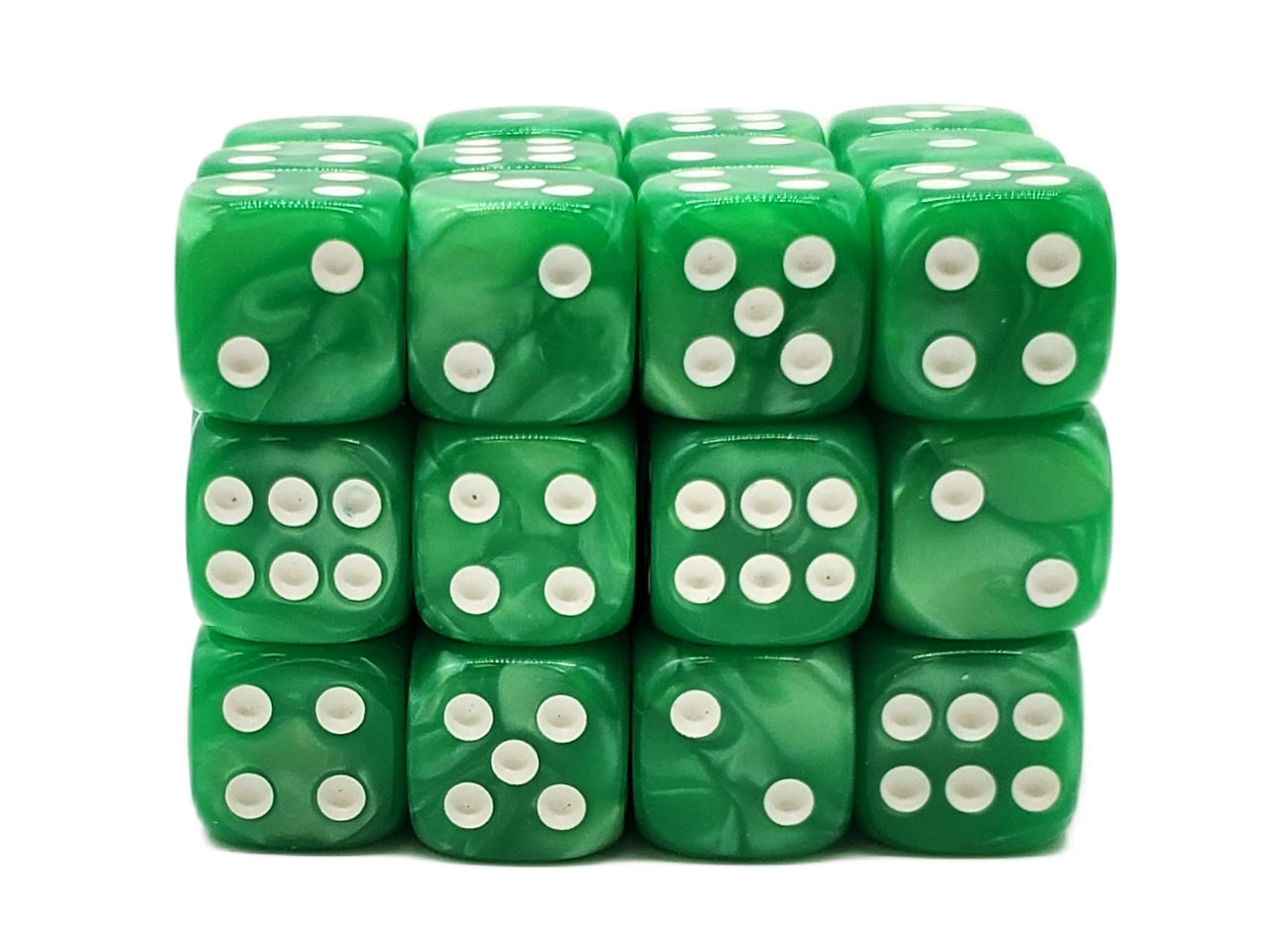 Old School Dice - D6 36ct 12mm - Pearl Drop - Jade | Deep Dive Games St. Marys