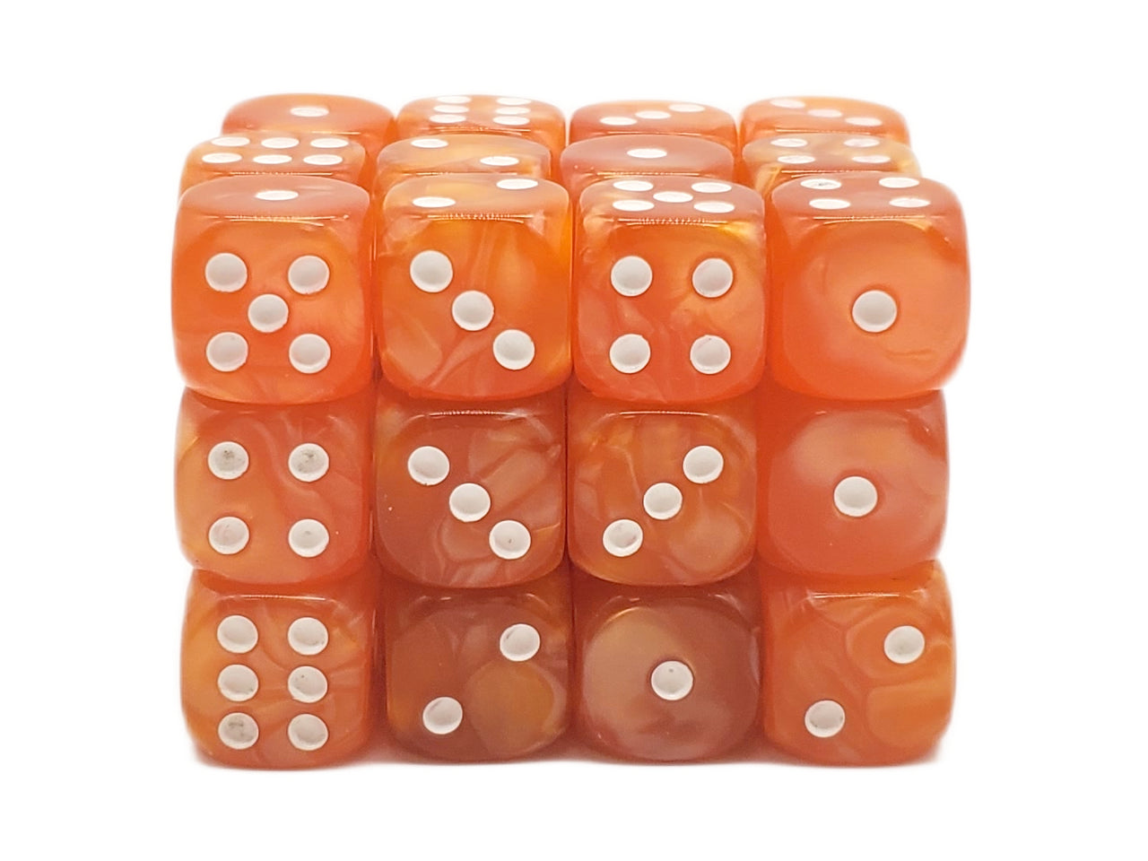 Old School Dice - D6 36ct 12mm - Pearl Drop - Orange | Deep Dive Games St. Marys