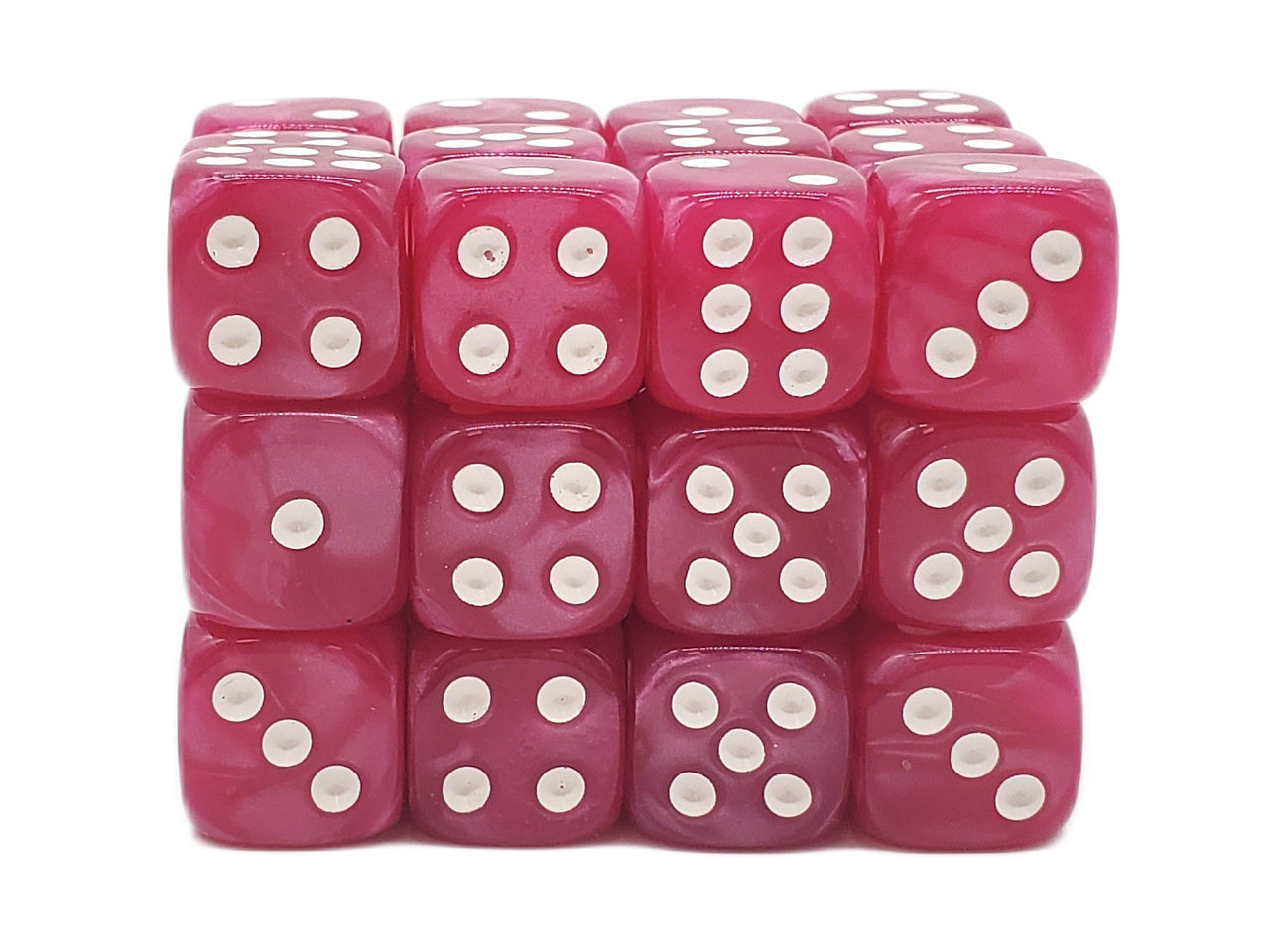 Old School Dice - D6 36ct 12mm - Pearl Drop - Pink | Deep Dive Games St. Marys