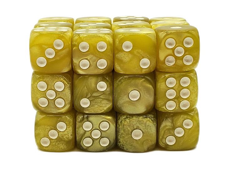 Old School Dice - D6 36ct 12mm - Pearl Drop Yellow | Deep Dive Games St. Marys