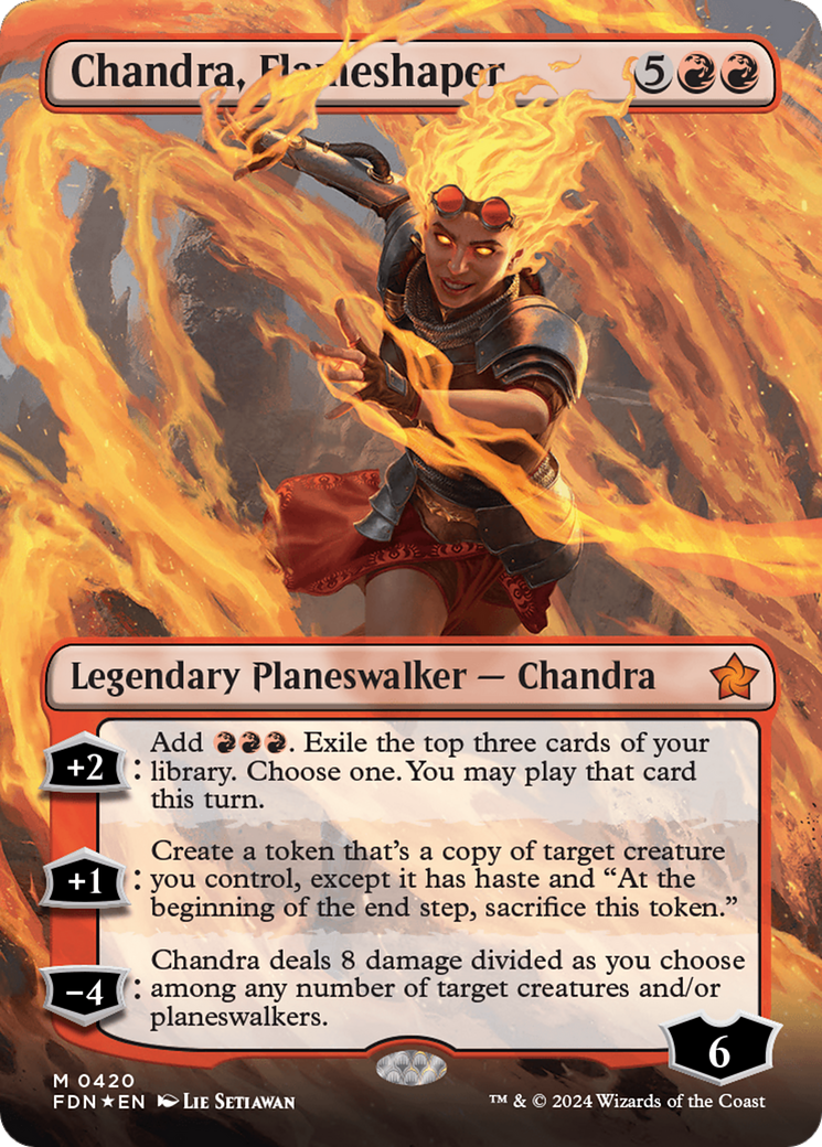 Chandra, Flameshaper (Borderless) (Mana Foil) [Foundations] | Deep Dive Games St. Marys