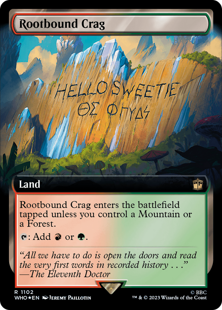 Rootbound Crag (Extended Art) (Surge Foil) [Doctor Who] | Deep Dive Games St. Marys